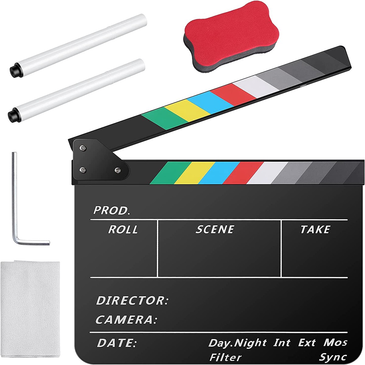 Acrylic Plastic Director's Film Clapboard Scene Clapper Board - Kit - Black
