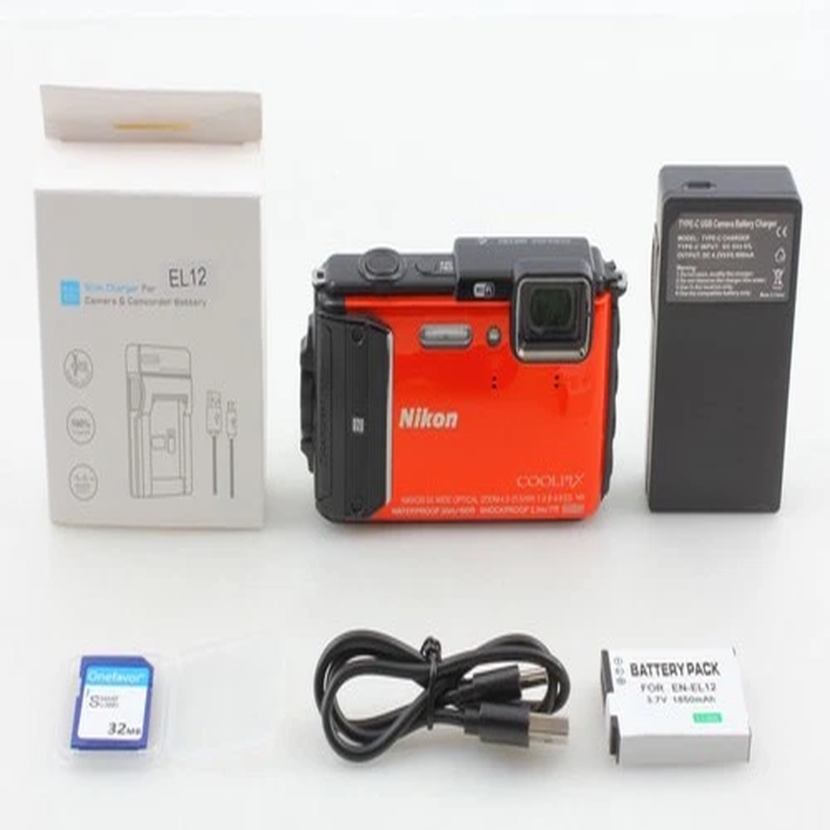 [Exc+5] Nikon COOLPIX AW130 16.0MP 5x Zoom Digital Camera Orange From JAPAN