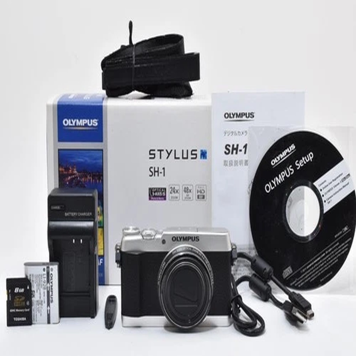 [Near Mint] Olympus Stylus SH-1 Silver 16MP 24x Zoom Digital Camera Japan 3313