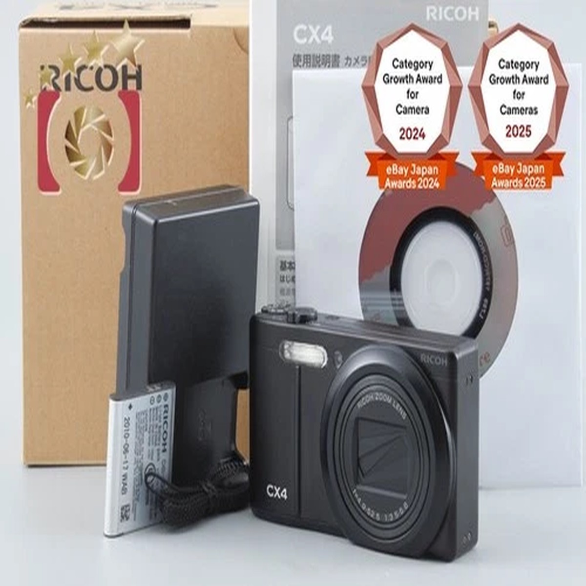 "Shutter count 1,259" Ricoh CX4 Black 10.0 MP Digital Camera w/ Box from Japan