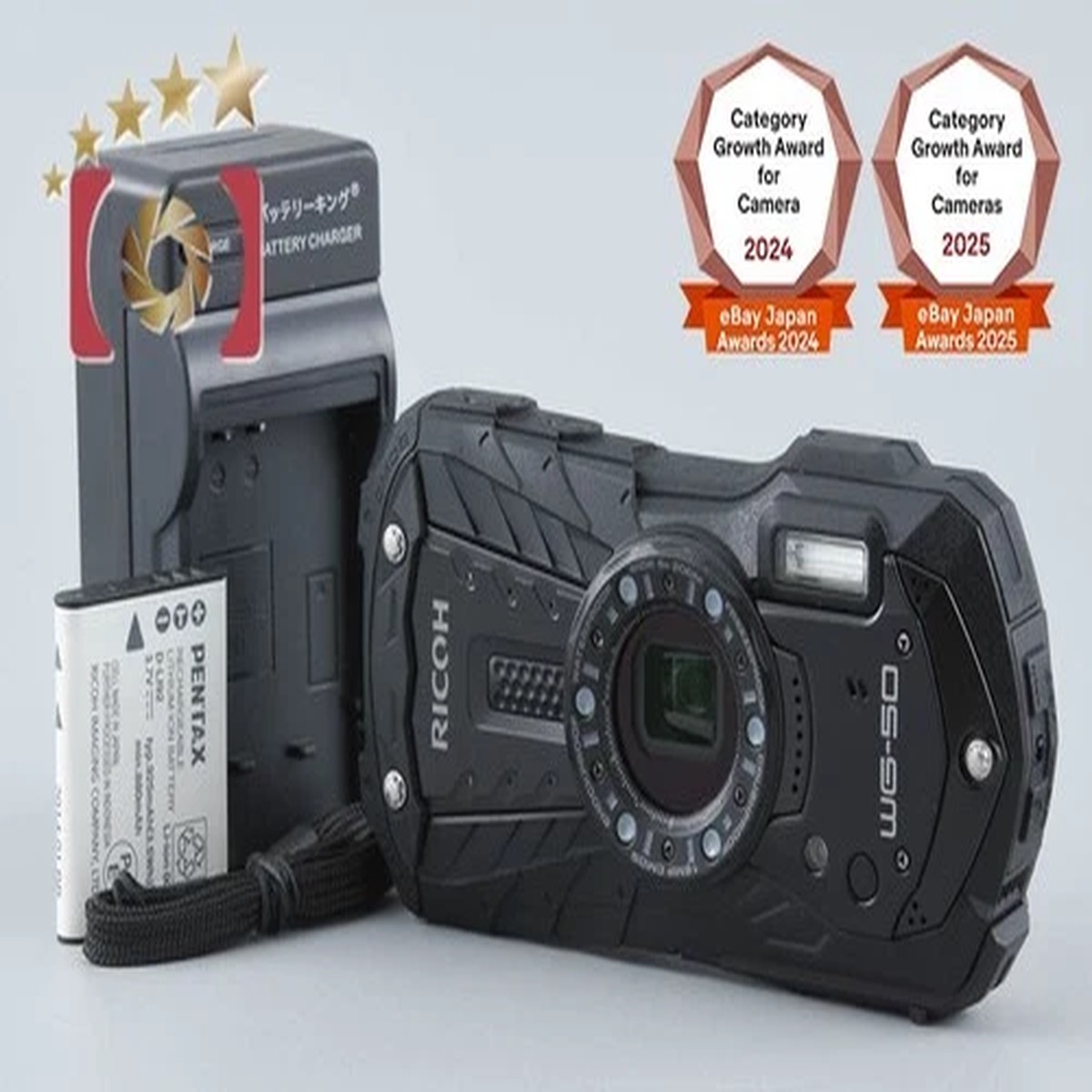 "Shutter count 400" Ricoh Pentax WG-50 Black 16.0 MP Waterproof Action Camera