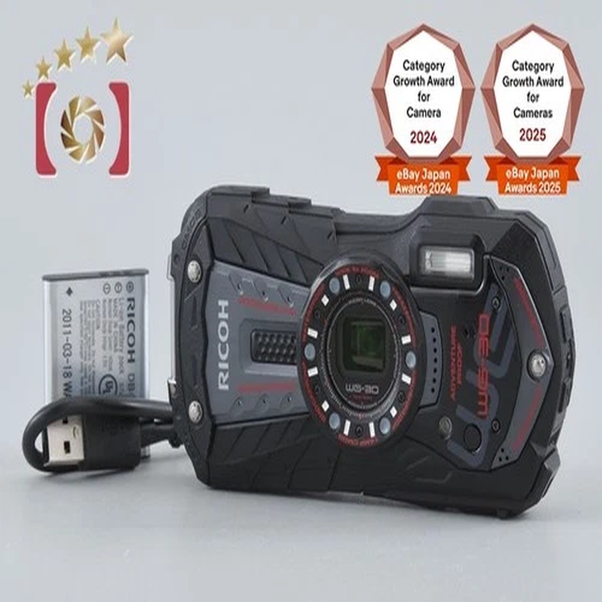 "Count 2,788" Ricoh Pentax WG-30 Ebony Black 16.0 MP Waterproof Action Camera
