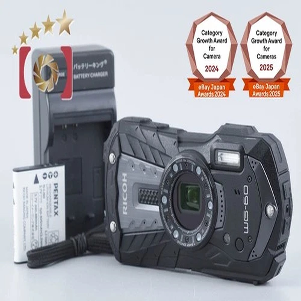 "Shutter count 471" Ricoh Pentax WG-60 Black 16.0 MP Waterproof Action Camera