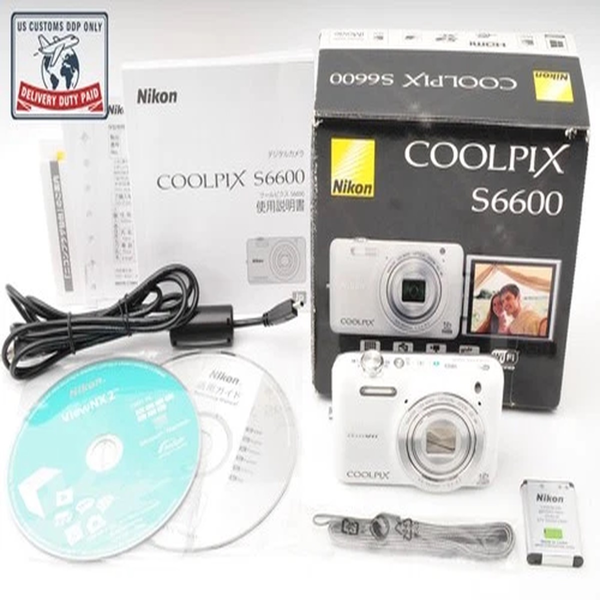 [ Mint w/Box ] Nikon Coolpix S6600 Compact Digital Camera white 16MP from Japan