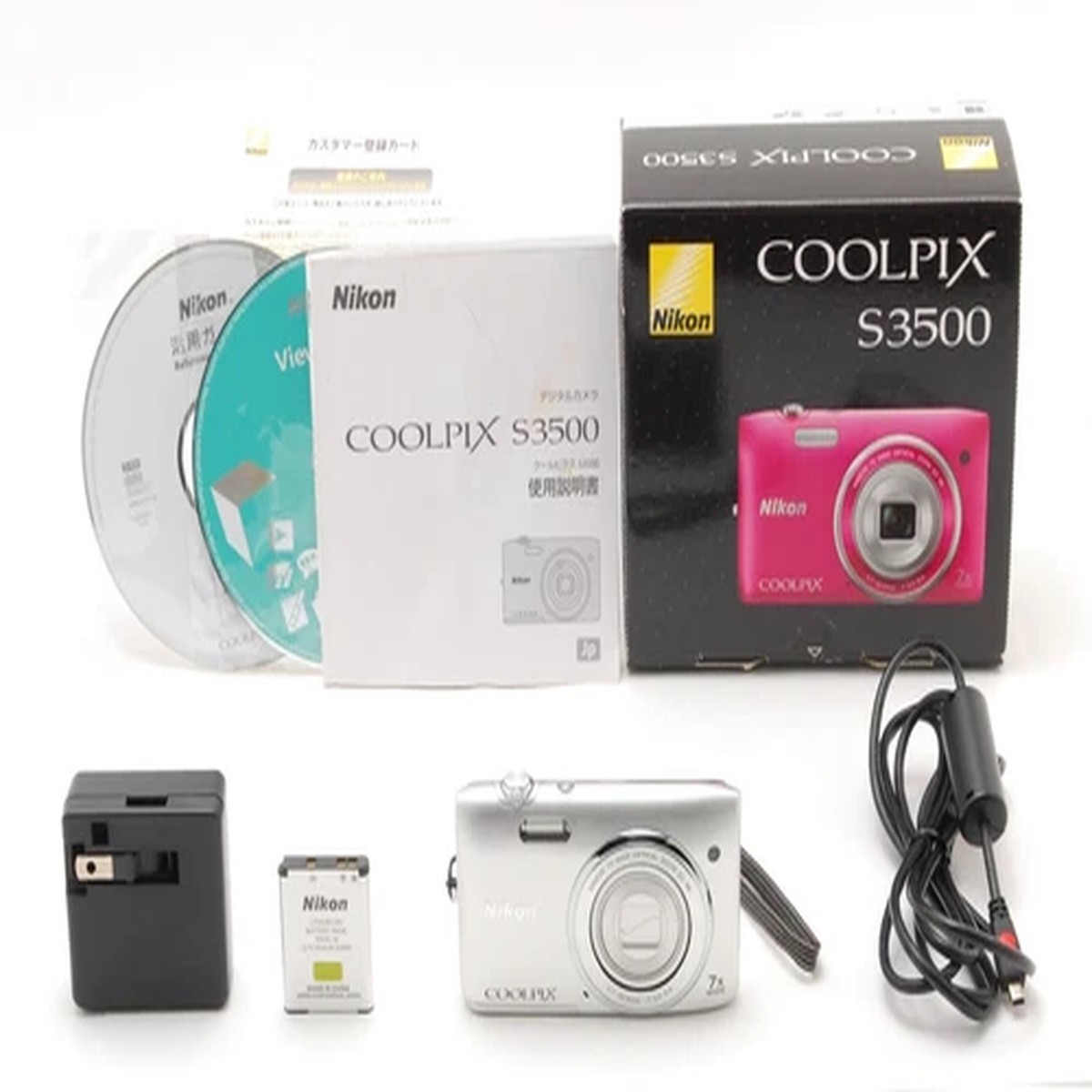 [ MINT in Box ] Nikon COOLPIX S3500 Silver 20.1MP Compact Digital Camera JAPAN
